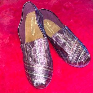 TOMS Purple & Silver Glittery Girl Flats